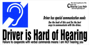 Driver is Hard of Hearing Viser Cards