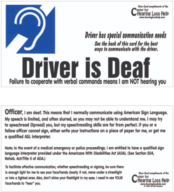 Driver is Deaf Visor Cards